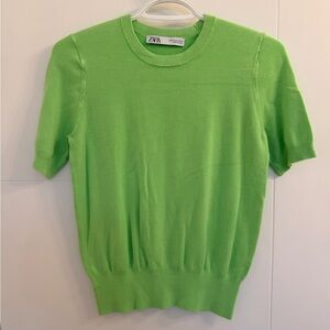 Zara Green Short Sleeve Knit Top